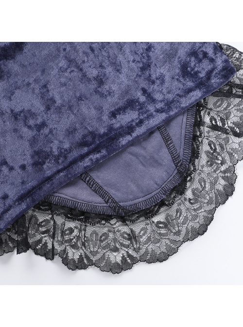 Sexy Purple Temperament Rose Lace With Front Cross Decoration Punk Style Vest