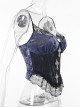 Sexy Purple Temperament Rose Lace With Front Cross Decoration Punk Style Vest