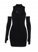 Black Sexy Slim Fit Cross Pattern On The Chest Gothic Style Off Shoulder Hip Skirt