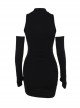 Black Sexy Slim Fit Cross Pattern On The Chest Gothic Style Off Shoulder Hip Skirt