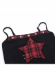Personalized Black Printed Grid Front Center Five Pointed Star Pattern Decorated Punk Style Suspender Sleeveless Top