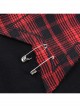 Personalized Black Printed Grid Front Center Five Pointed Star Pattern Decorated Punk Style Suspender Sleeveless Top