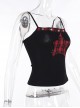 Personalized Black Printed Grid Front Center Five Pointed Star Pattern Decorated Punk Style Suspender Sleeveless Top