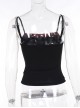 Personalized Black Printed Grid Front Center Five Pointed Star Pattern Decorated Punk Style Suspender Sleeveless Top