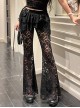 Sexy Black Slightly Transparent Rose Print Waist Short Skirt Decorated Punk Style Irregular Fake Two Piece Skirt Pants