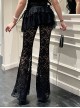 Sexy Black Slightly Transparent Rose Print Waist Short Skirt Decorated Punk Style Irregular Fake Two Piece Skirt Pants