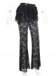 Sexy Black Slightly Transparent Rose Print Waist Short Skirt Decorated Punk Style Irregular Fake Two Piece Skirt Pants