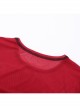 Versatile Red Flocking Print Micro Transparent Mesh Gothic Style Personality Long Sleeved Top