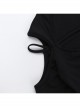 Sexy Black Knitted Front Center Metal Cross Pendant Decorated Punk Style Hollow Long Sleeve Top