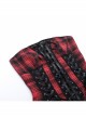 Black And Red Grid Pattern Front Center Eyelet Cross Straps Punk Style Sleeveless Tube Dress