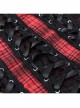 Black And Red Grid Pattern Front Center Eyelet Cross Straps Punk Style Sleeveless Tube Dress