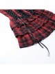 Black And Red Grid Pattern Front Center Eyelet Cross Straps Punk Style Sleeveless Tube Dress