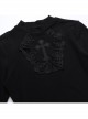 Black Simple Slim Fit Cross Carved Pattern On The Chest Gothic Style Long Sleeve Hip Dress