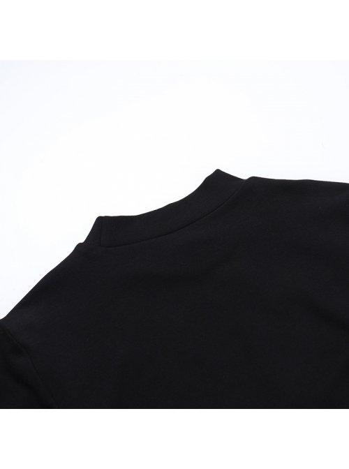 Black Simple Slim Fit Cross Carved Pattern On The Chest Gothic Style Long Sleeve Hip Dress