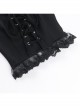 Sexy Black All Match Lace Front Eyelet Rope Decoration Punk Style Low Cut Vest