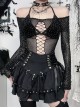 Black Sexy Shiny Hollow Slightly Elastic Spider Web See Through Low Collar Punk Style See Through Long Sleeved Bodysuit