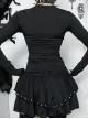 Simple Black Woven Chest Stitching Mesh Shoulder Hollow Design Punk Style Long Sleeve Versatile Top