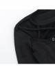 Simple Black Woven Chest Stitching Mesh Shoulder Hollow Design Punk Style Long Sleeve Versatile Top