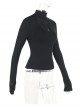 Sexy Black Slim Fit Chest Stitching Embroidered Cross Mesh Pattern Embellished Punk Style Long Sleeved Top
