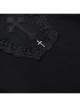 Sexy Black Slim Fit Chest Stitching Embroidered Cross Mesh Pattern Embellished Punk Style Long Sleeved Top