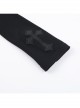 Sexy Black Slim Fit Chest Stitching Embroidered Cross Mesh Pattern Embellished Punk Style Long Sleeved Top