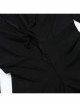 Black Sexy Waist V Neck Front Hollow Design Gothic Style Hip Wrapped Long Sleeved Dress