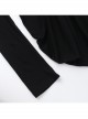 Black Sexy Waist V Neck Front Hollow Design Gothic Style Hip Wrapped Long Sleeved Dress