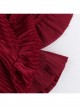 Fashionable Red Vertical Striped Velvet Fabric With Embroidered Lace Cuffs Punk Style Lapel Long Sleeve Shirt