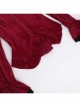 Fashionable Red Vertical Striped Velvet Fabric With Embroidered Lace Cuffs Punk Style Lapel Long Sleeve Shirt