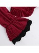 Fashionable Red Vertical Striped Velvet Fabric With Embroidered Lace Cuffs Punk Style Lapel Long Sleeve Shirt