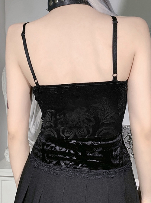 Retro Black Lace Front Cross-Strap Decoration Punk Style Sexy Vest
