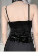 Retro Black Lace Front Cross-Strap Decoration Punk Style Sexy Vest