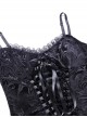 Retro Black Lace Front Cross-Strap Decoration Punk Style Sexy Vest