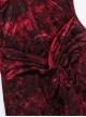 Red Gorgeous Floral Print Velvet Fabric Gothic Style Sleeveless Suspender Dress