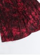 Red Gorgeous Floral Print Velvet Fabric Gothic Style Sleeveless Suspender Dress