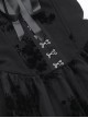 Sexy Black Plant Embossed Pattern Stitching Slightly Transparent Mesh Hem Design Gothic Style Tube Top Dress