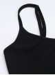 Fashion Black Woven Stitching Lace Tassel Printed Fabric Gothic Style Sleeveless Suspender Dress