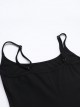 Fashion Black Woven Stitching Lace Tassel Printed Fabric Gothic Style Sleeveless Suspender Dress