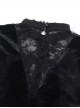 Gorgeous Black Velvet Front Cross Slightly Transparent Lace Design Gothic Style Dark Long Sleeve Dress