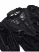 Gorgeous Black Velvet Front Cross Slightly Transparent Lace Design Gothic Style Dark Long Sleeve Dress