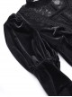 Gorgeous Black Velvet Front Cross Slightly Transparent Lace Design Gothic Style Dark Long Sleeve Dress