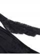 Gorgeous Black Velvet Front Cross Slightly Transparent Lace Design Gothic Style Dark Long Sleeve Dress