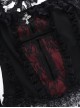 Black Sexy Lace Low Cut Front Metal Cross Decoration Punk Style Long Sleeved Slim Fit Top