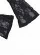 Black Sexy Lace Low Cut Front Metal Cross Decoration Punk Style Long Sleeved Slim Fit Top