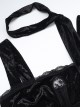 Black Sexy Velvet Splicing Lace Lace Front Center Hollow Cross Decoration Gothic Style Embroidered Sleeveless Dress