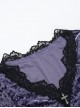 Elegant Purple Velvet Fabric Neckline With Lace Trim And Metal Cross Decoration Punk Style Long Sleeved Top