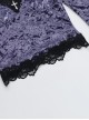 Elegant Purple Velvet Fabric Neckline With Lace Trim And Metal Cross Decoration Punk Style Long Sleeved Top
