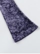 Elegant Purple Velvet Fabric Neckline With Lace Trim And Metal Cross Decoration Punk Style Long Sleeved Top