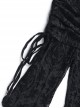 Black Flocked Micro Transparent Cross Pattern Side Tie Decoration Punk Style Fake Two Piece Flared Culottes