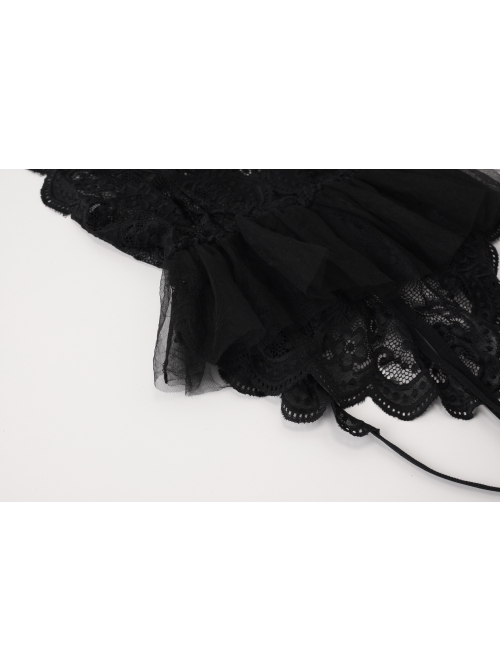 Chest Hollow Deep V Sweet Ballet Style Fluffy Hem Backless Open Crotch Sexy Lingerie Jumpsuit